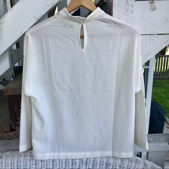 🆕 NWOT {Madewell} ‘Moderne’ Flowy Lightweight Mockneck Blouse in Ivory • XS - Picture 4 of 9